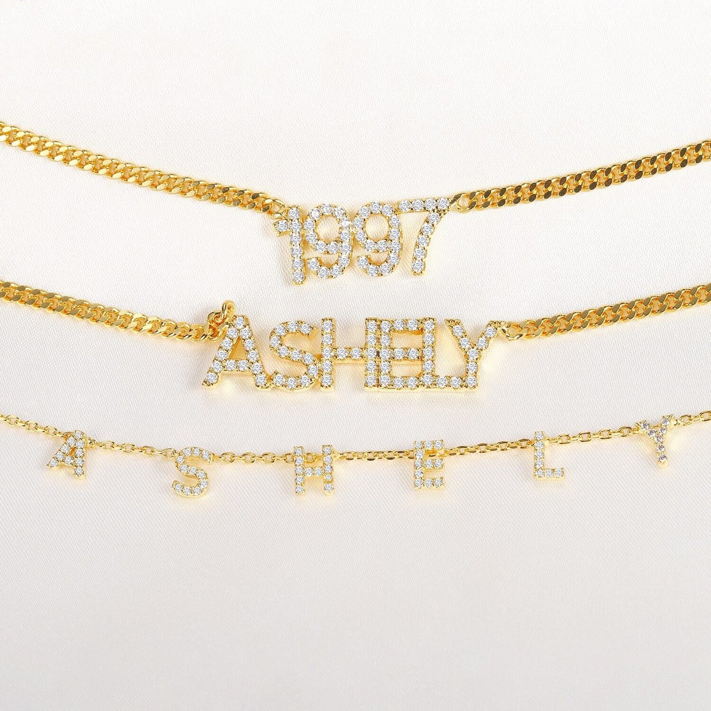 Personalized 9mm Crystal Name Necklace Initial Letters Necklace Zirconia Name Necklace Custom Crystal Pendant Necklace For Women Customized