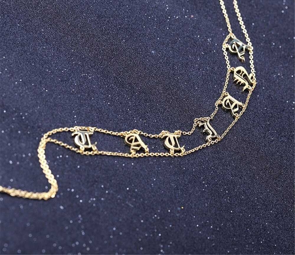 Personalized Old English Choker Custom Necklace Name letter Gothic Delicate Choker Chic Jewelry Fascinating For Women Customized Necklaces