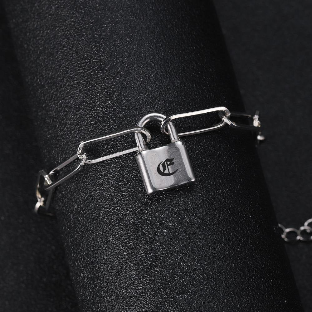 Hip Hop Necklace Lock Women Men Punk Rock Padlock Pendant Necklace Emo Grunge Goth Jewelry Simple Chain Link Lock Custom Collier Customized
