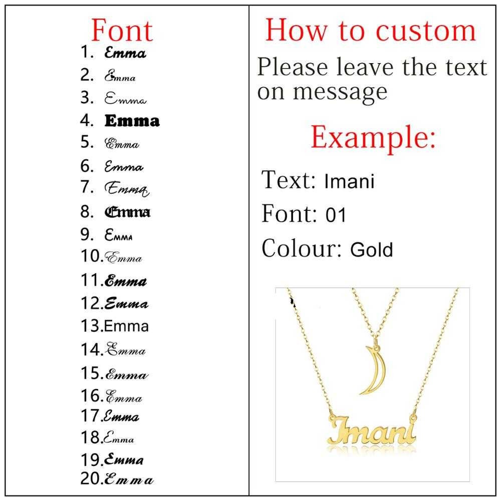 Custom Moon Name Necklace Personalized Name Layer Necklaces Charm Stainless Steel Name Jewelry Wedding Gift For Women Girls Customized