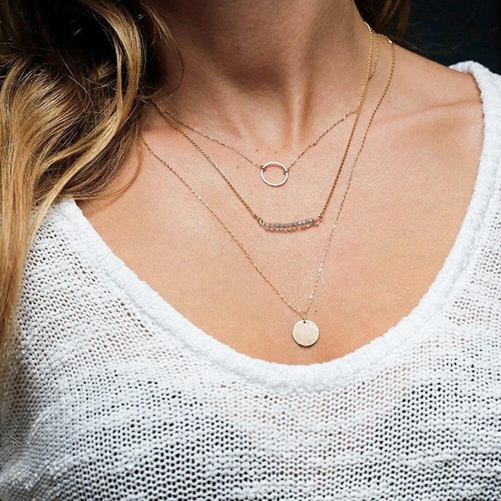 Crystal Layered, Layered Necklace, Necklace Set, Necklace for Women, Fine Necklace, Trendy Jewelry, Gold Necklace, Silver Necklace, Jewelry
