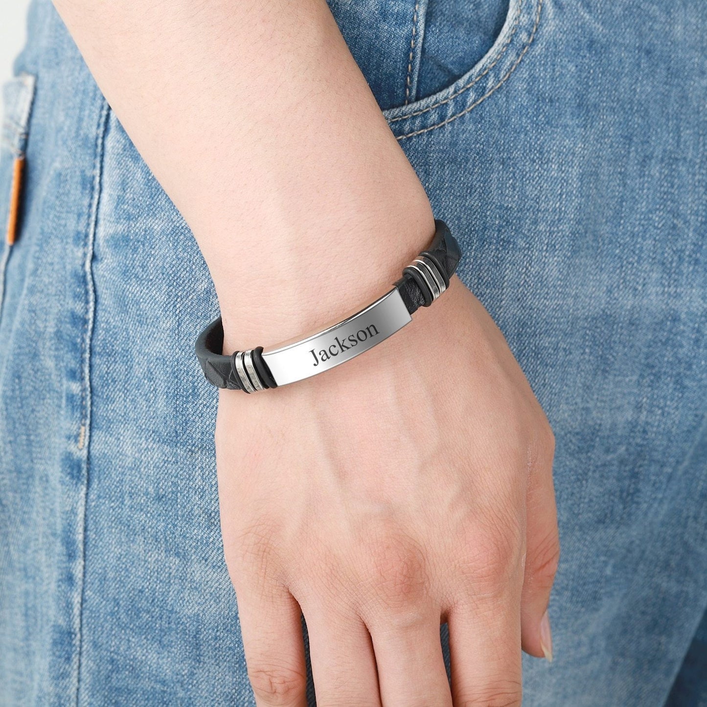 Custom Bracelets For Men Personalized Name Bracelet For Husband Boyfriend Customized Stainless Steel Bangle Father’s Day Gifts Customized