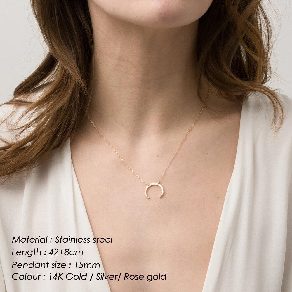 Moon Pendant Moon Layer Chain, Layered Necklace, Necklace for Women, Dainty Necklace, Trendy Jewelry, Gold Necklace, Silver Necklace,