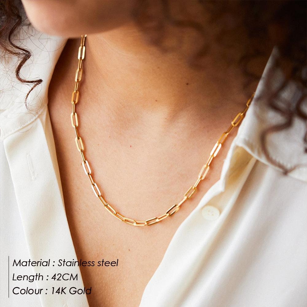 Fashion Necklace, Jewelry for Women, Silver Necklace, Gold Necklace, Flat Snake Chain, Bone Chain, Chain Choker, Necklace for Women, Paper