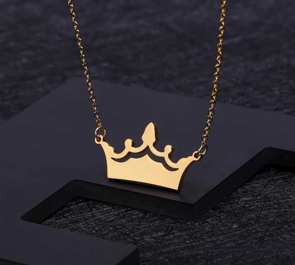 Fashion Crown Necklace For Women Customized Name Gold Stainless Steel Personalized Jewelry Not Change Color Christmas Gift Customized