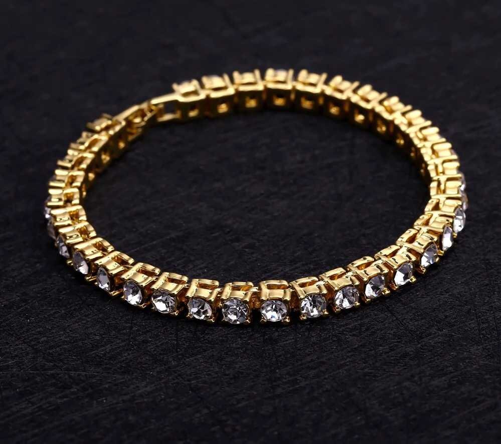 Hip Hop Bracelet Shining Iced Zircon Tennis Chain Luxury Crystal Men Material Gold Silver Box Clasp CZ Bracelet Customized Bracelets