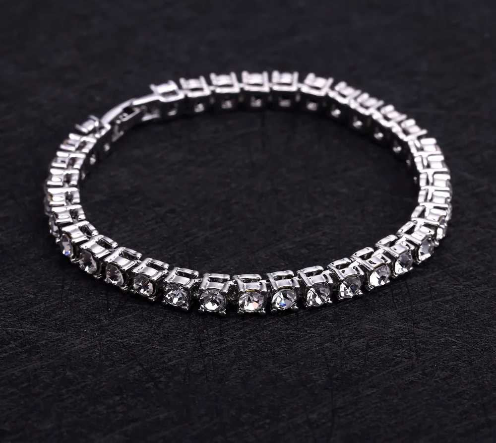 Hip Hop Bracelet Shining Iced Zircon Tennis Chain Luxury Crystal Men Material Gold Silver Box Clasp CZ Bracelet Customized Bracelets
