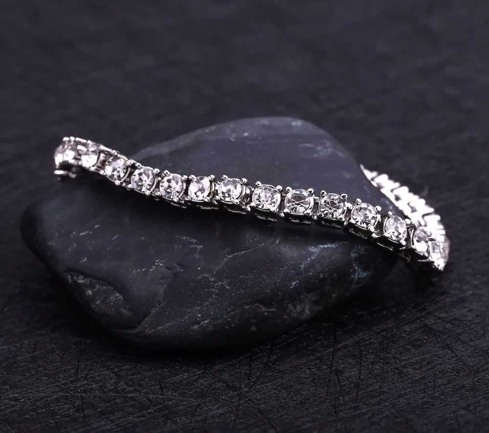 Hip Hop Bracelet Shining Iced Zircon Tennis Chain Luxury Crystal Men Material Gold Silver Box Clasp CZ Bracelet Customized Bracelets