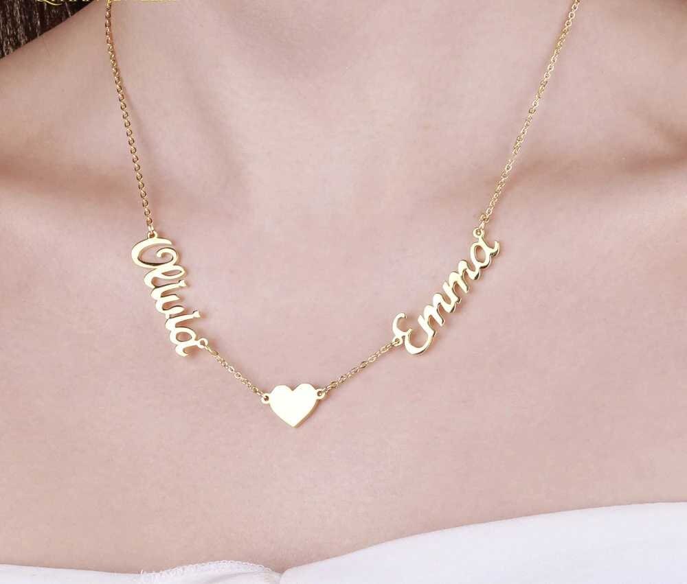 Fashion Custom Name Heart Symbol Necklace Stainless Steel Pendants Statement Personalized Choker For Women Gift Gold Jewelry Customized