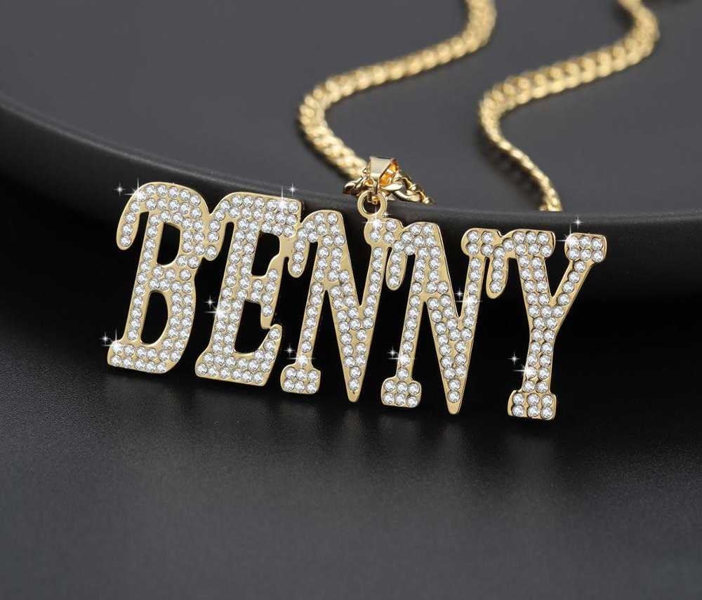 Personalized Custom Name Italic letters Cuban Chain Necklace Pendant hip hop High Stainless Steel Bling Jewelry Women Men Gifts Customized