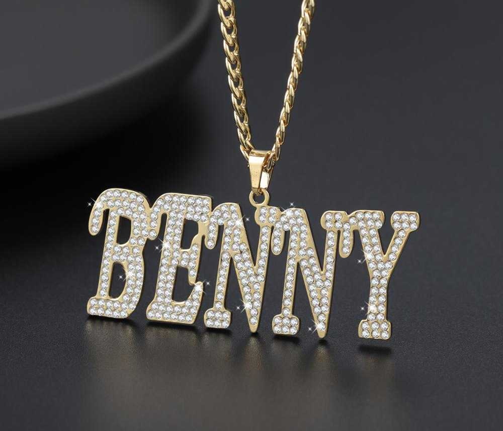 Personalized Custom Name Italic letters Cuban Chain Necklace Pendant hip hop High Stainless Steel Bling Jewelry Women Men Gifts Customized
