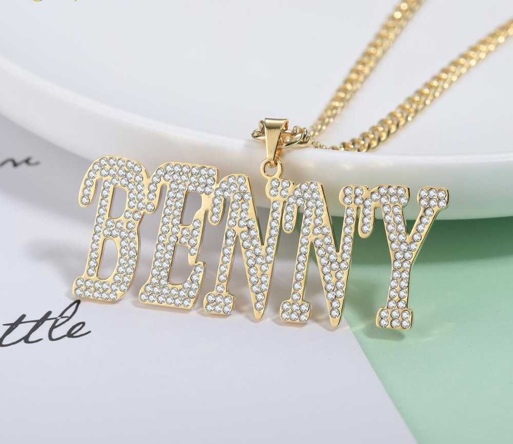 Personalized Custom Name Italic letters Cuban Chain Necklace Pendant hip hop High Stainless Steel Bling Jewelry Women Men Gifts Customized