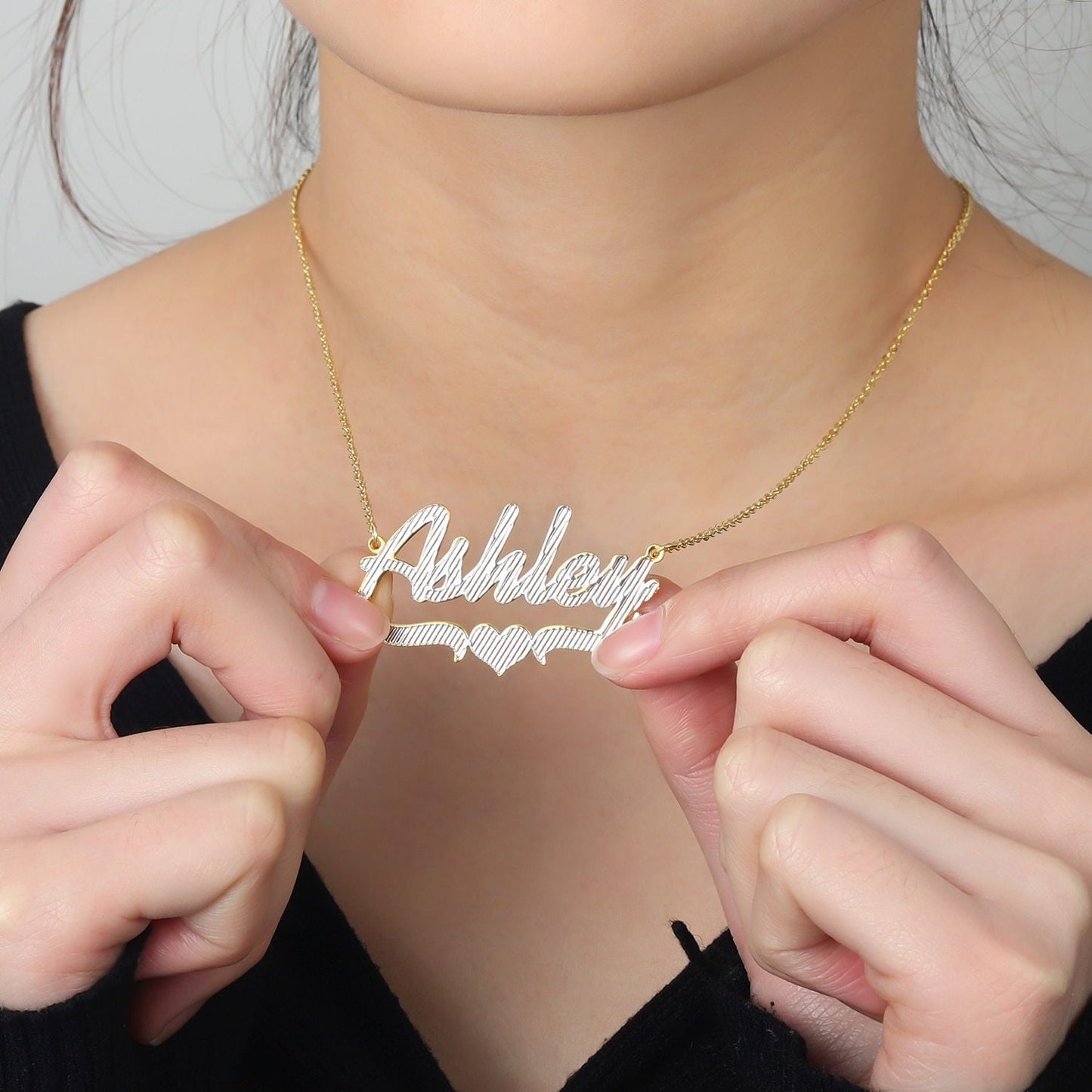 Personalized Stainless Steel Name Necklace Double Gold Plated Nameplate Multi Chains Custom Name Necklace Charm Jewelry Women Customized