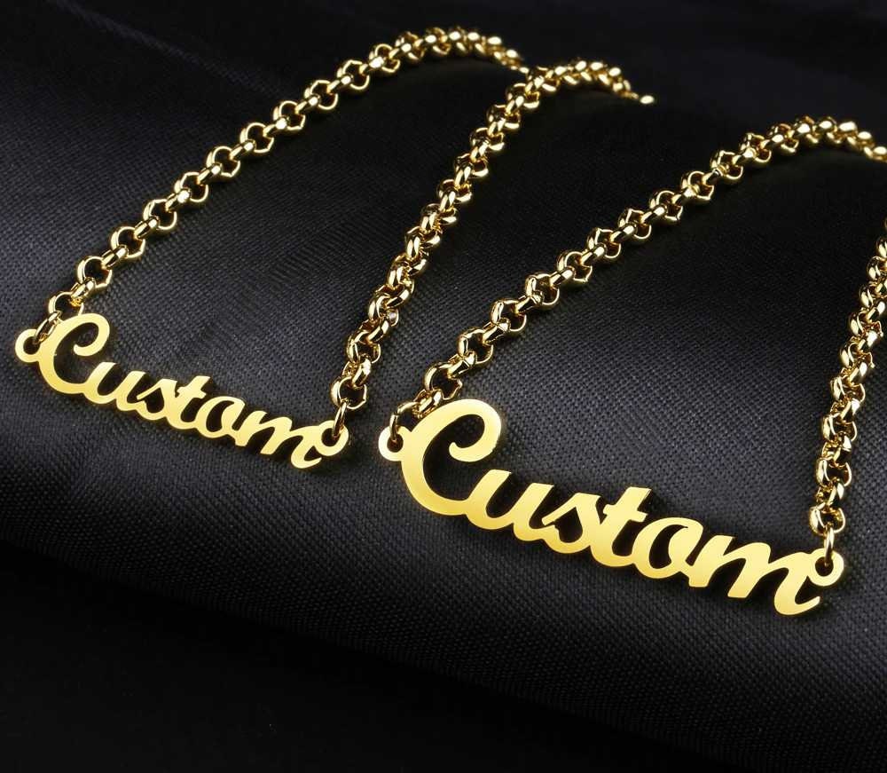 Personalized Name Bracelet 18K gold plated Stainless Steel Bracelet Customized Nameplate Name Bracelets For Couple Charm Jewelry Customized