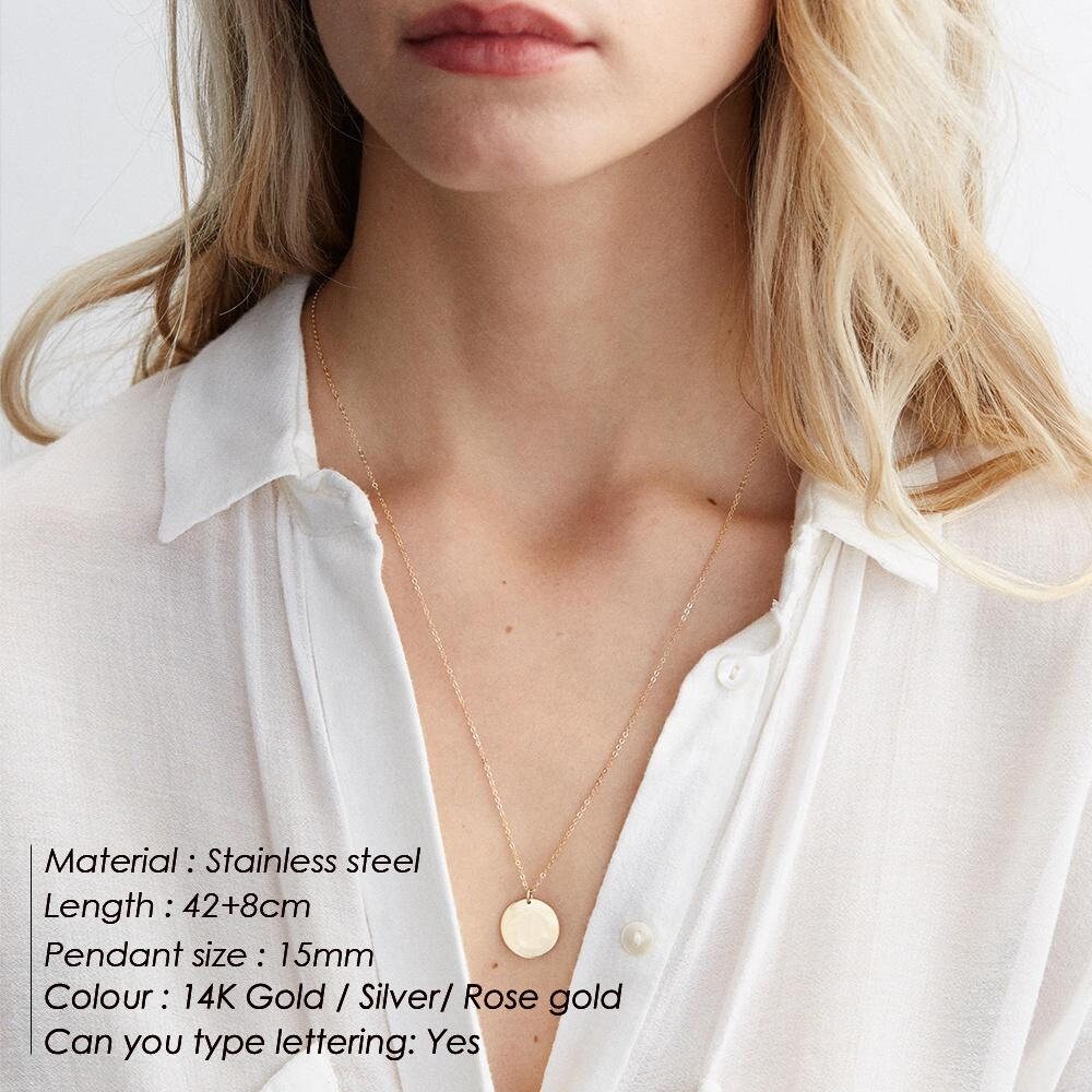 Double Layered, Layered Necklace, Disc Pendant, Necklace for Women, Gold Necklace, Silver Necklace, Cuban Link Chain, Fashion Necklace,