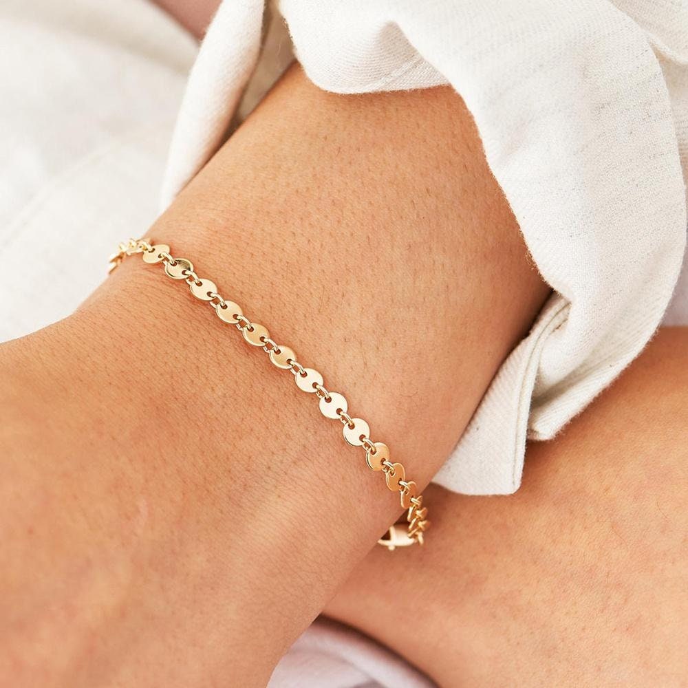 Glittering Chain, Gold Necklace, Adjustable Bracelet, Bangles for Women, Sequin Chain, Dainty Bracelet, Trendy Jewelry, Jewelry for Woman,