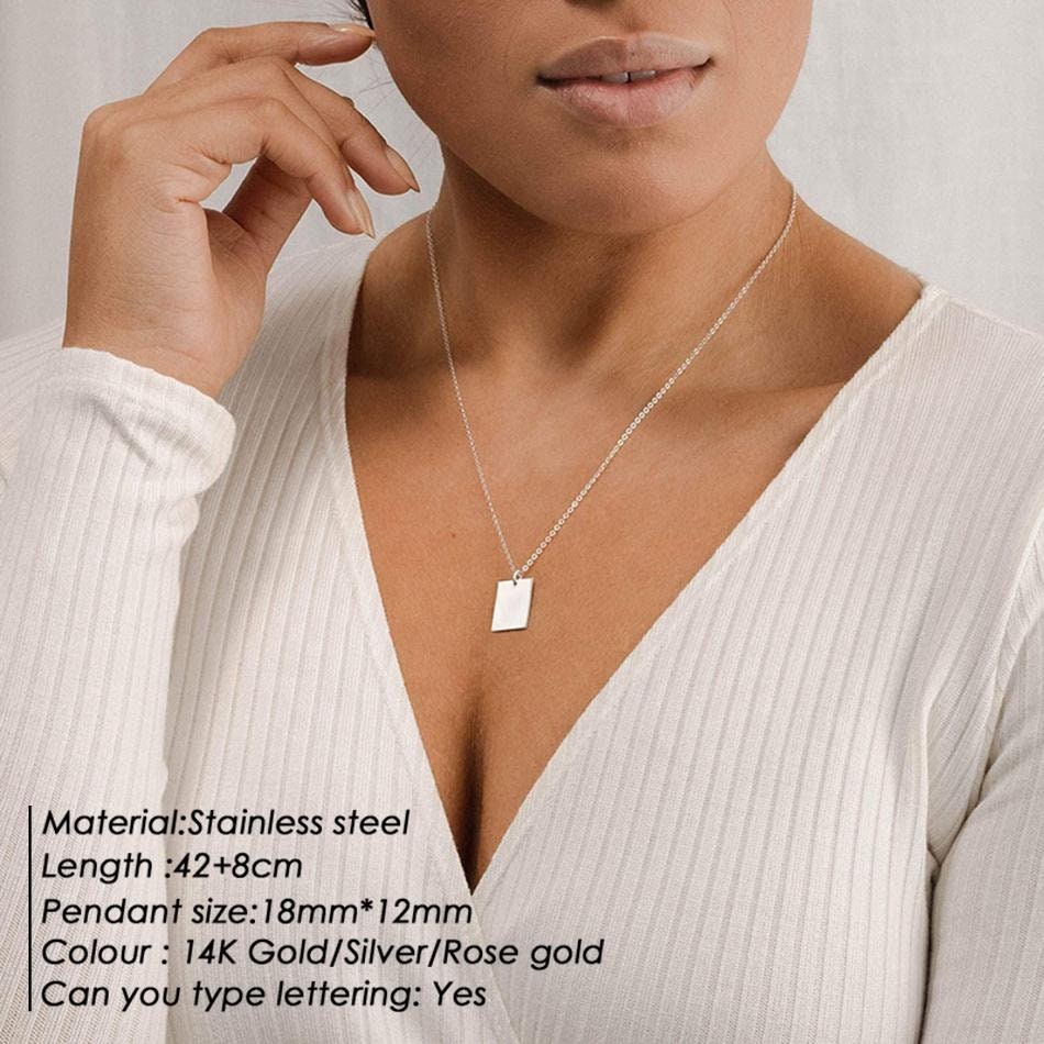 Initial Custom, Nameplate Charm, Woman Necklace, Collier, Woman Jewelry, Blanks Square, Personalized Charm, Square Pendant, Minimalist