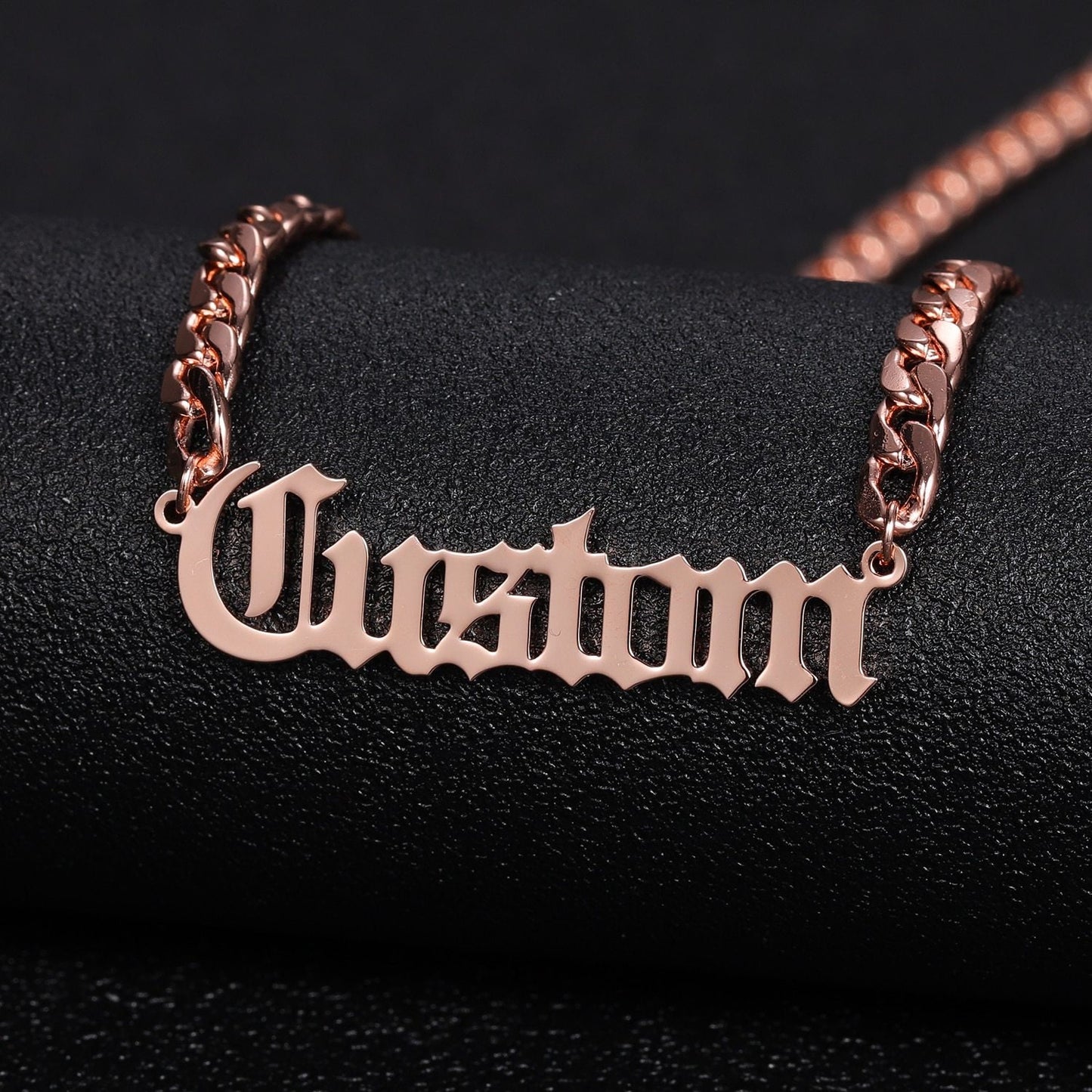 Personalized Name Necklace Stainless Steel Curb Chain Custom Old English Font Pendant Handmade Men Jewelry For Women Bridesmaid Customized