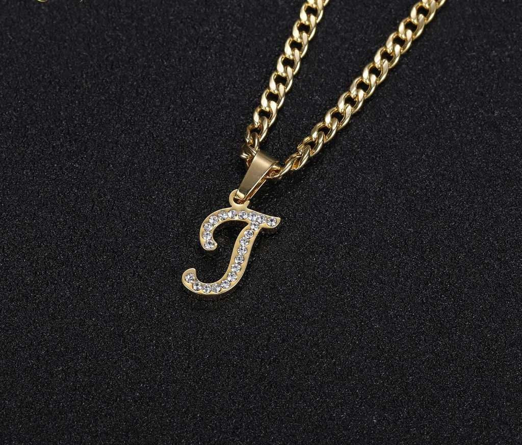 Personalized Initial A-Z Letter Stainless Steel Necklace Pendants Bling Jewelry Iced Out Necklace Custom Letter For women Gifts Customized