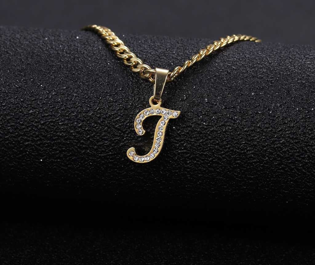 Personalized Initial A-Z Letter Stainless Steel Necklace Pendants Bling Jewelry Iced Out Necklace Custom Letter For women Gifts Customized