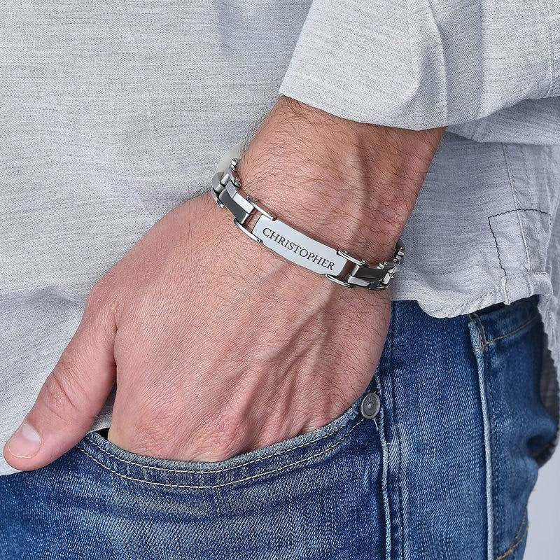 Name Bracelets Men Jewelry Personalized Date Bracelet For Dad Customized Coordinate Stainless Steel Bangle Father’s Day Gift Customized