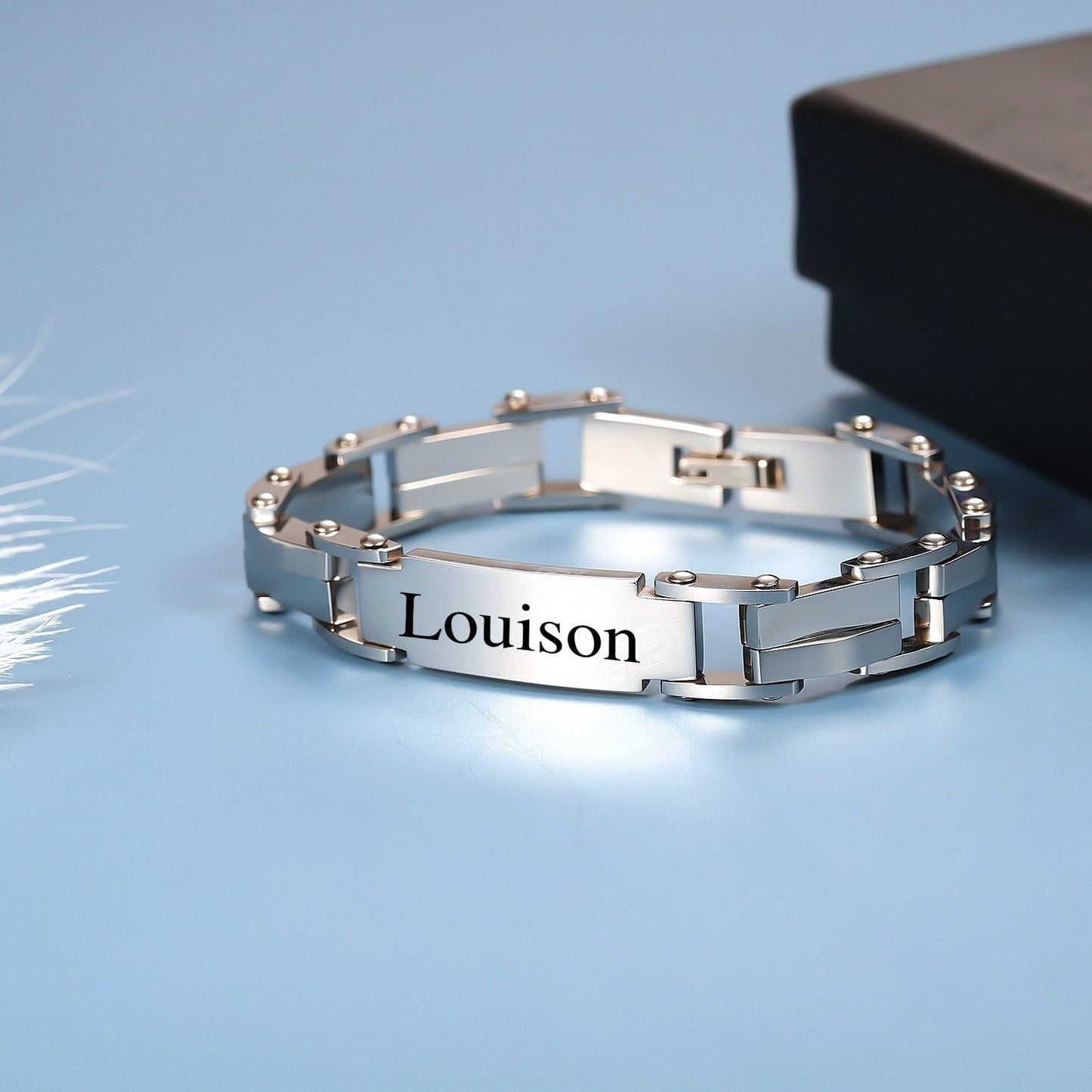 Name Bracelets Men Jewelry Personalized Date Bracelet For Dad Customized Coordinate Stainless Steel Bangle Father’s Day Gift Customized