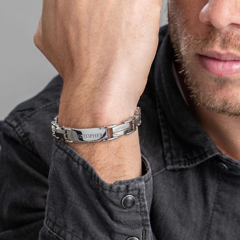 Name Bracelets Men Jewelry Personalized Date Bracelet For Dad Customized Coordinate Stainless Steel Bangle Father’s Day Gift Customized
