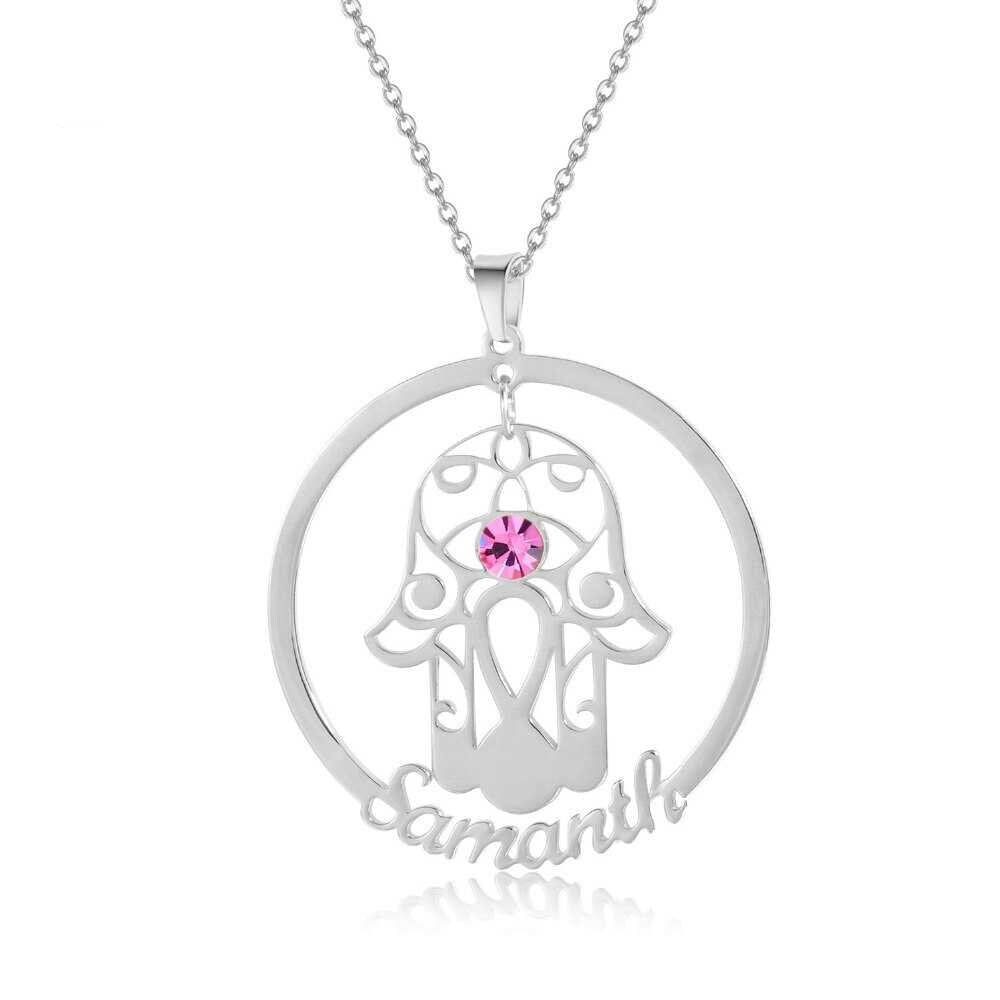 Personalized Stainless Steel Hand of Fatima Pendant Necklaces Women Gold Color Custom Jewelry Special Necklaces For Gift Customized