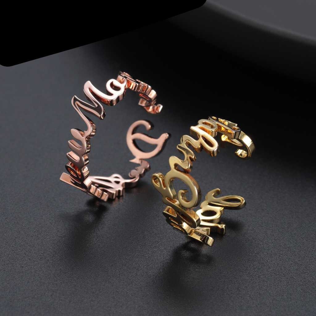 Dainty Custom Name Ring Personalized Name Ring Party Wedding Custom Rings For Women Stainless Steel Jewelry Not Fade Charm Gifts Customized