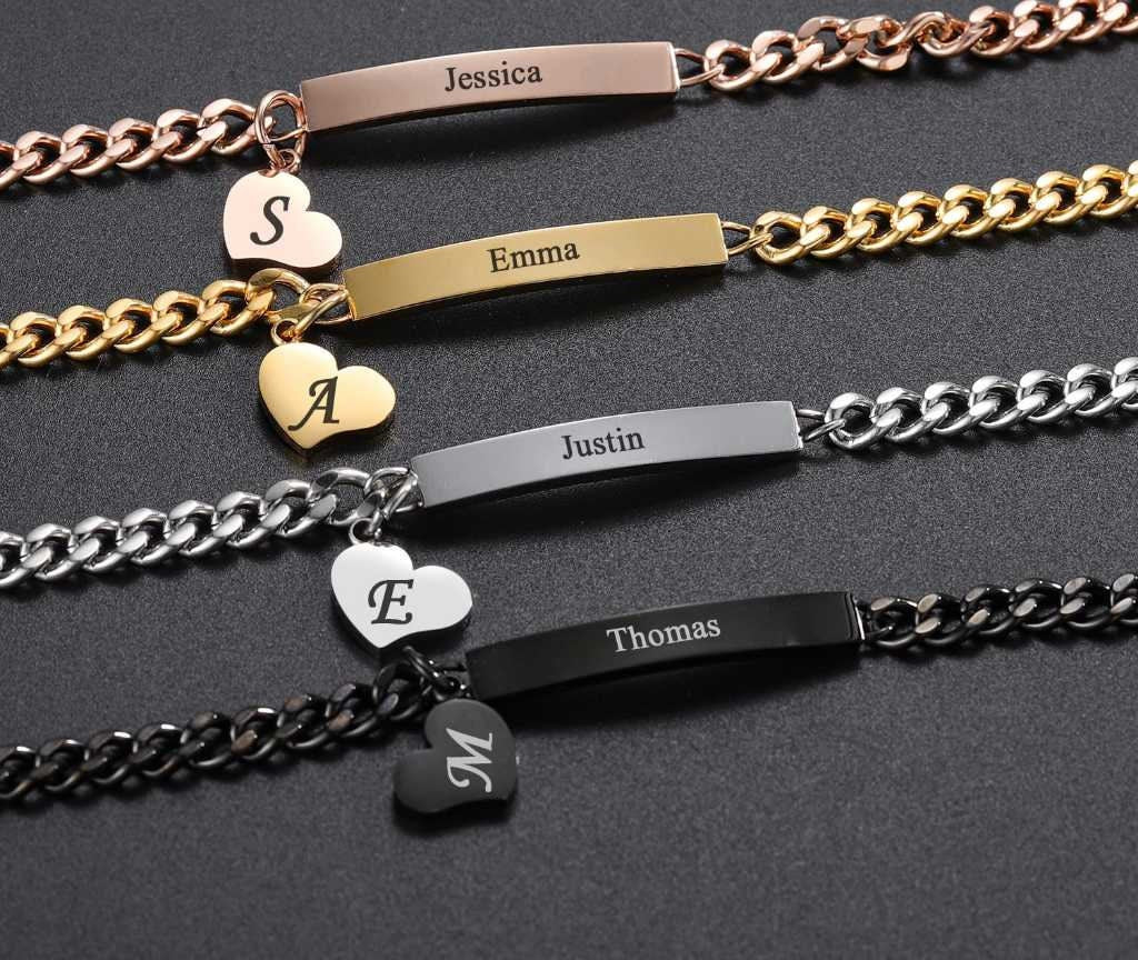 Custom Name Bracelet Personalized Baby Bracelet Stainless Steel Jewelry Engraved Name Love Message Gift For Women Kids Jewelry Customized