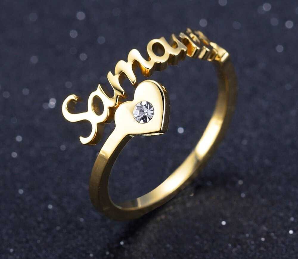 Personalized Name Rings Gold Heart Spiral Ring For Women High Quality Stainless Steel Men Jewelry Not Fade For Women Customized Rings