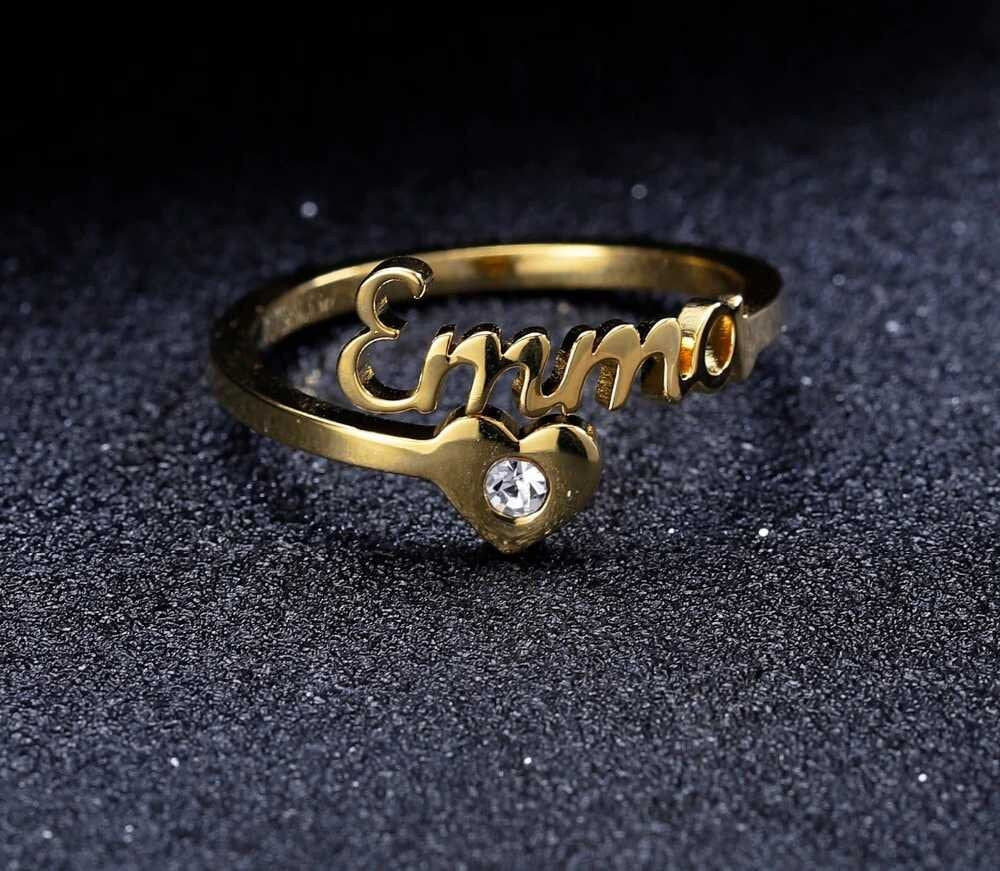 Personalized Name Rings Gold Heart Spiral Ring For Women High Quality Stainless Steel Men Jewelry Not Fade For Women Customized Rings