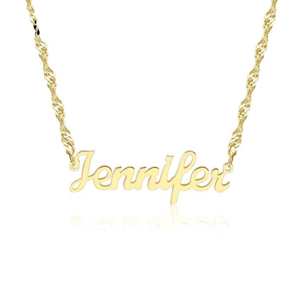 Personalized Necklace Name Necklace Custom Wave Chain Plate Necklace Jewelry Alloy Necklace Jewelry For Women Gifts Customized Necklaces