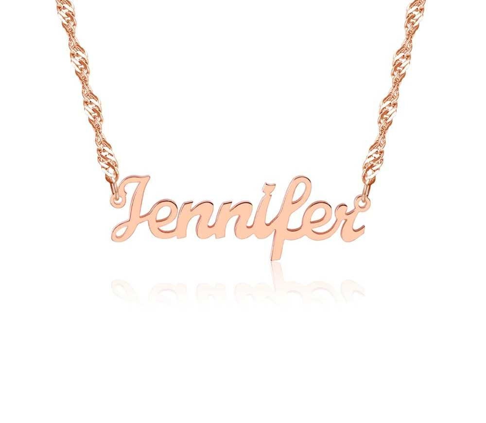 Personalized Necklace Name Necklace Custom Wave Chain Plate Necklace Jewelry Alloy Necklace Jewelry For Women Gifts Customized Necklaces