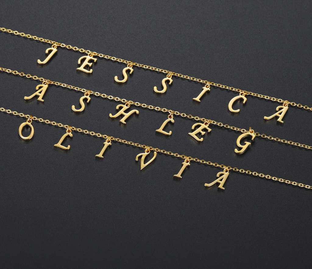 Personalized Initial A-Z Letter Name Necklace For Women Custom Stainless Steel Alphabet Pendant Choker Best Friend Jewelry Gifts Customized