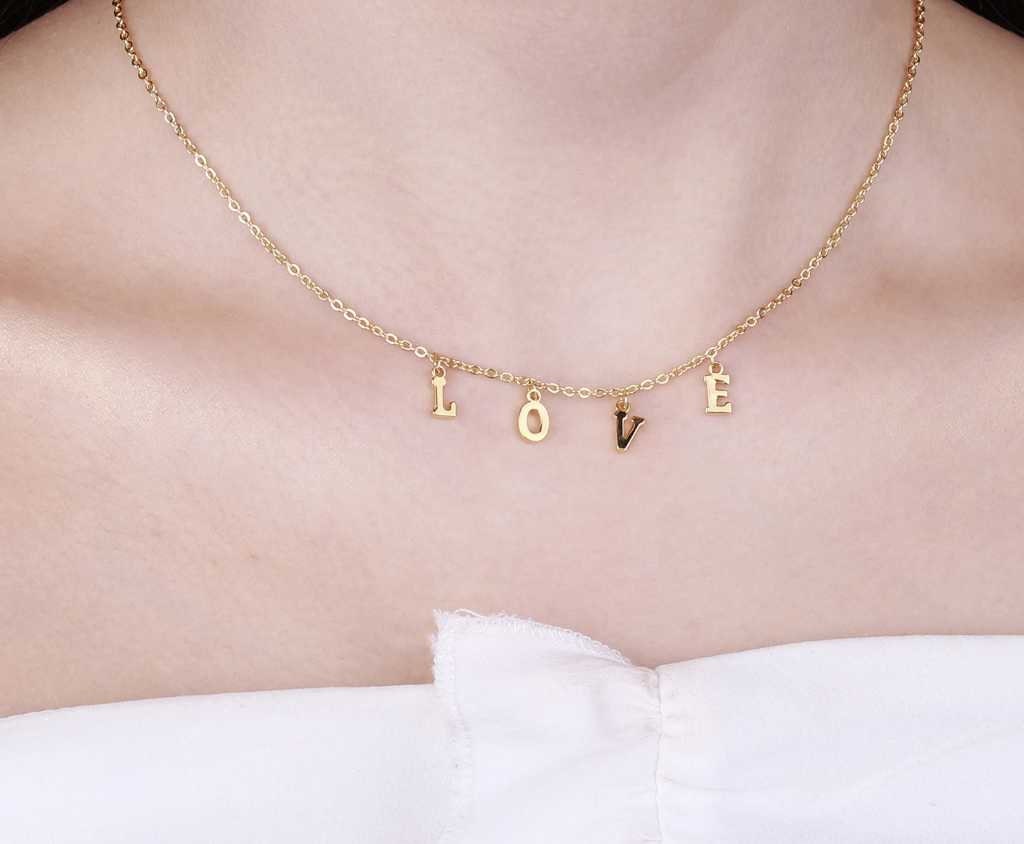 Personalized Initial A-Z Letter Name Necklace For Women Custom Stainless Steel Alphabet Pendant Choker Best Friend Jewelry Gifts Customized