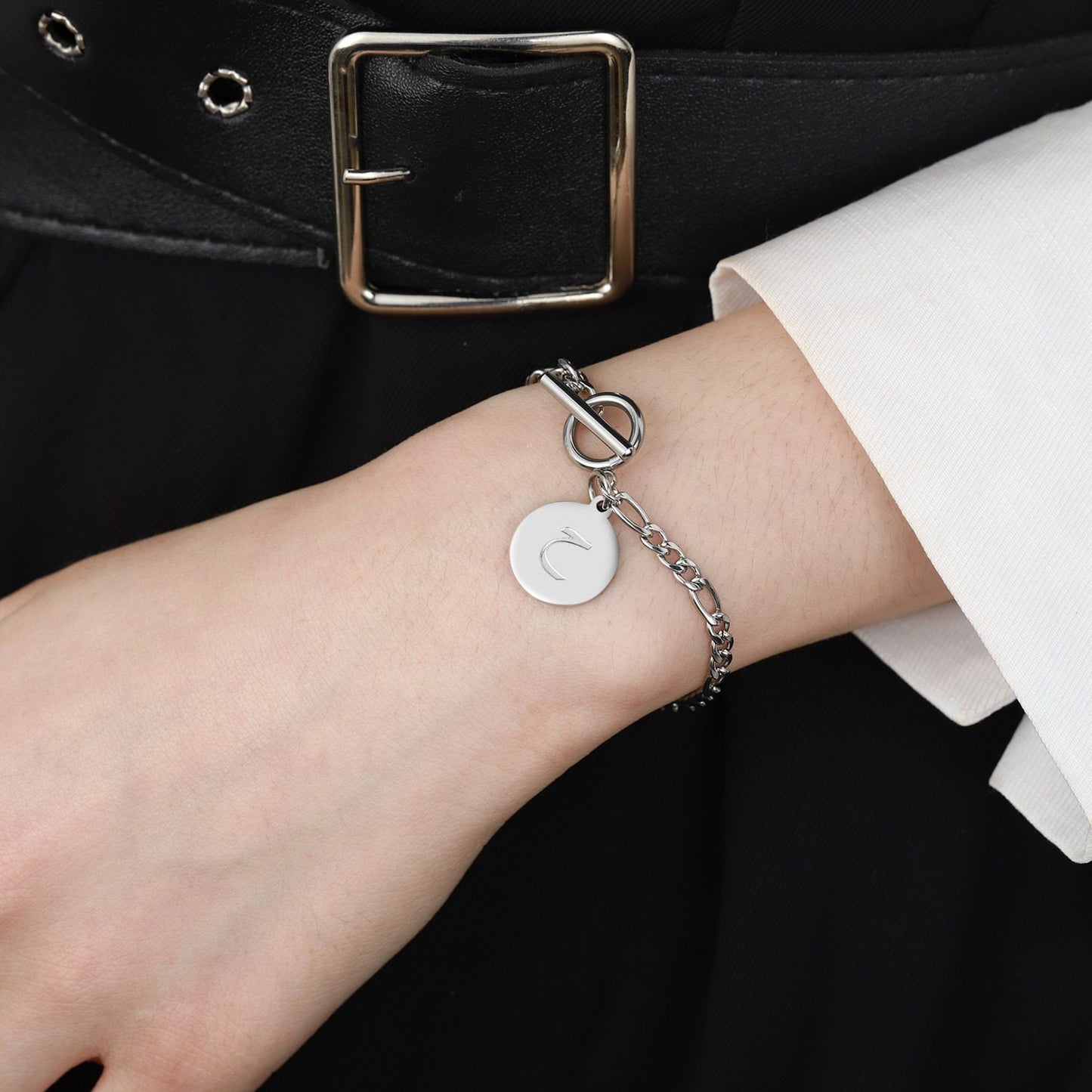 Arabic Initial Letter Bracelet For Women Gold Choker Chain Personalized Coin Pendant Necklace Stainless Steel Jewelry Gift Customized