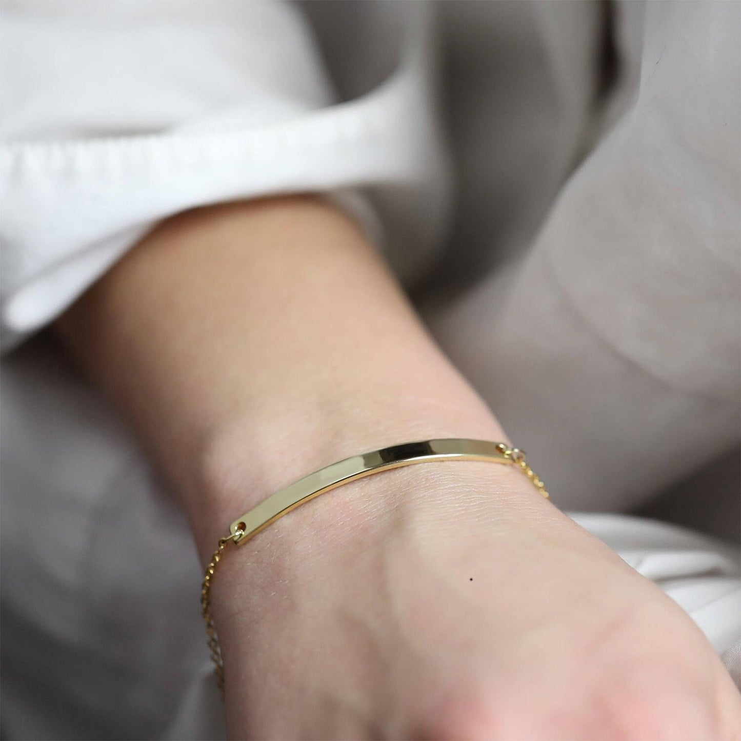Engraved Bar, Bracelet for Women, Custom Charm, Gold Bracelet, Silver Bracelet, Nameplated Bar, Minimalist Bracelet, Fine Jewelry,