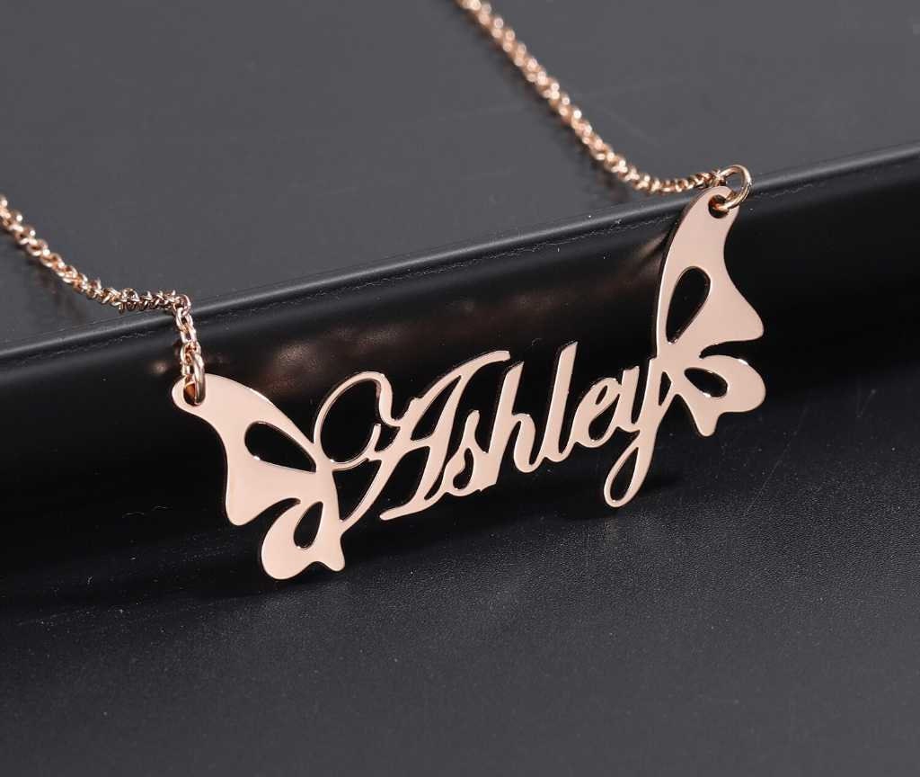 Fashion Custom Name Stainless Steel Necklaces Personalized Jewelry Butterfly Chain Pendant for Women Gifts Customized Necklaces