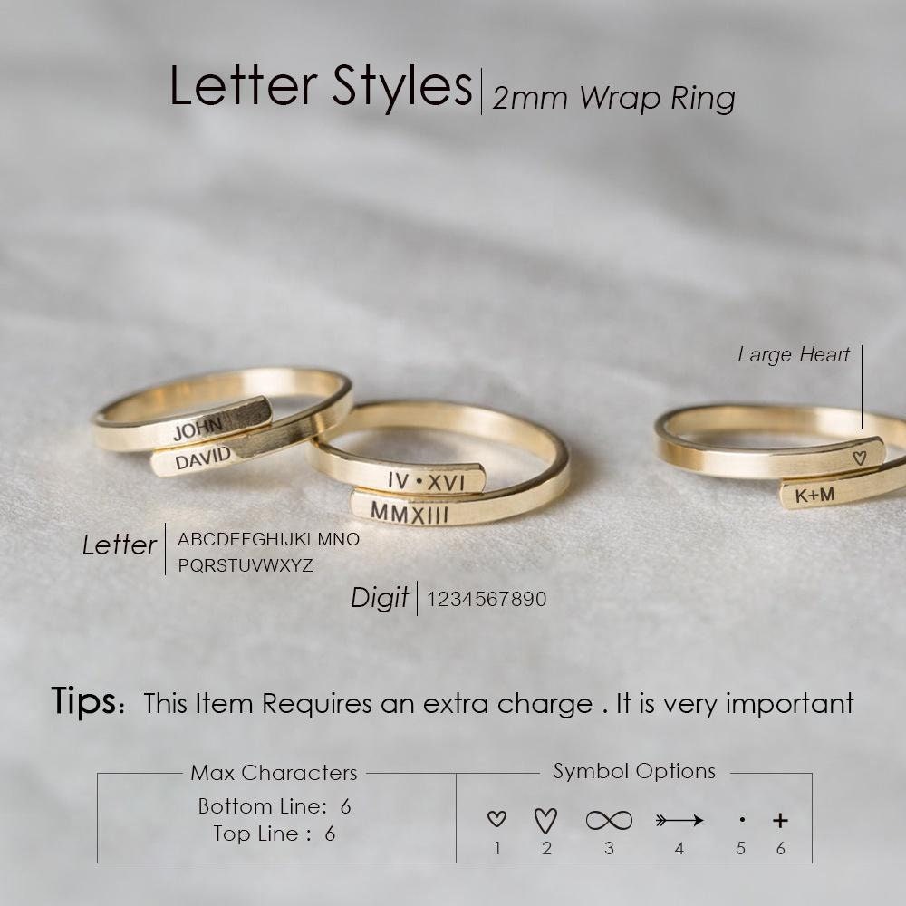 Monogram Ring Silver Gold Circle Initial Engagement Double Stacking Name Two Ring Personalized Gift For Mom Best Friend Gift Wedding Date