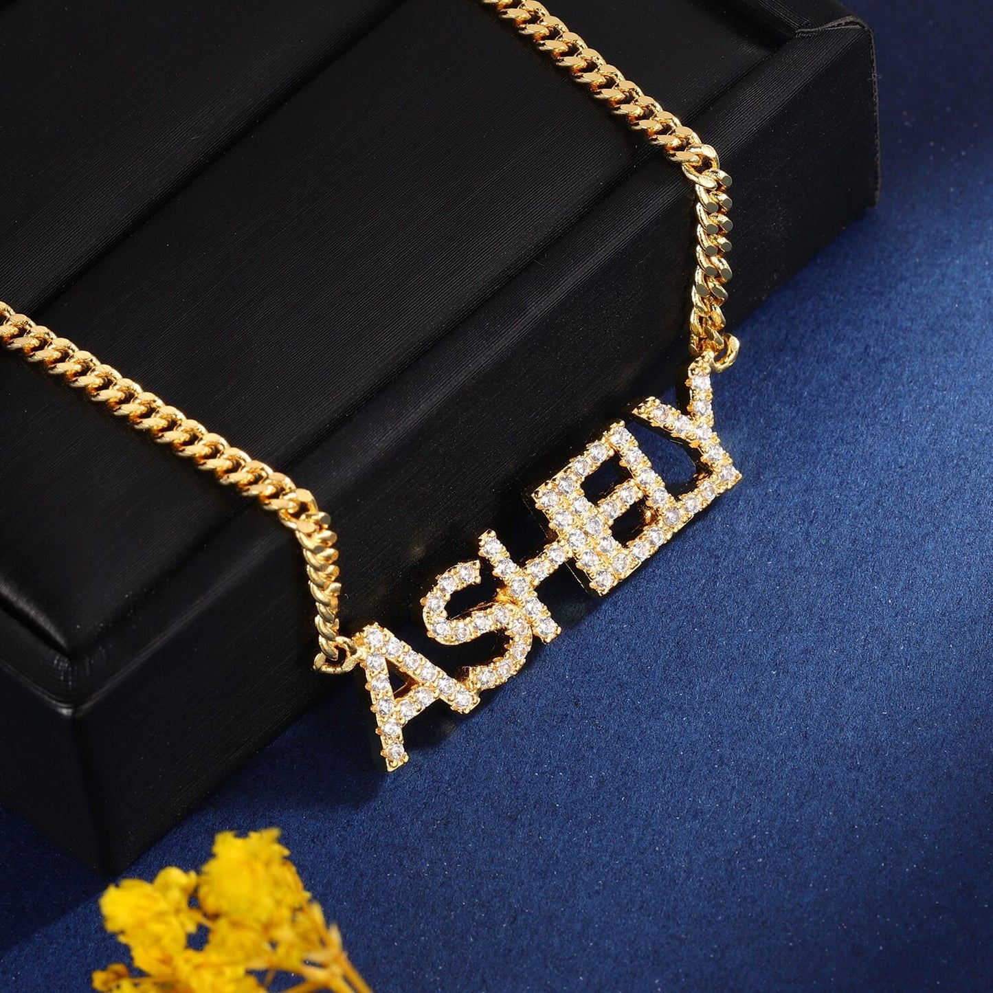 Personalized 9mm Crystal Name Necklace Initial Letters Necklace Zirconia Name Necklace Custom Crystal Pendant Necklace For Women Customized