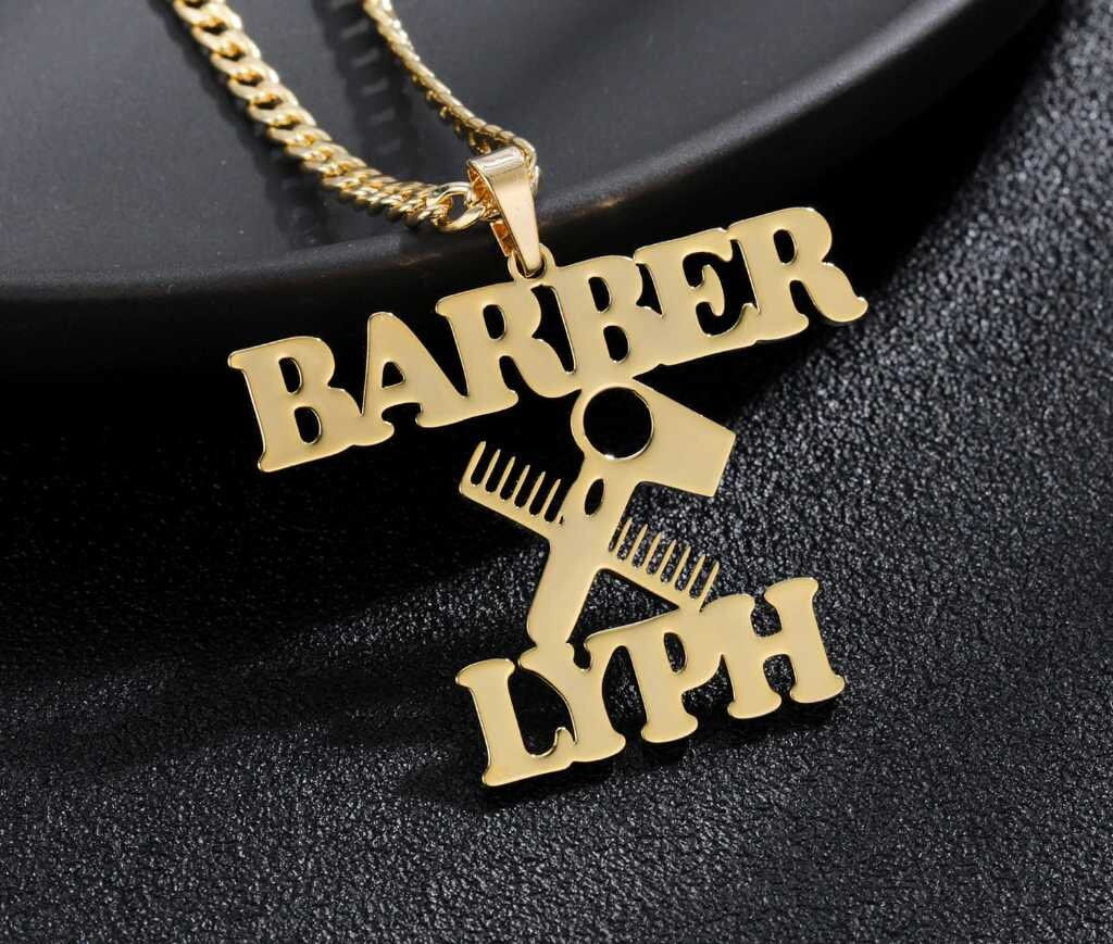Personalized Charm Scissors Symbol Name Necklace Stainless Steel Custom Name Nameplate Necklaces Jewelry Gift For Women Men Customized