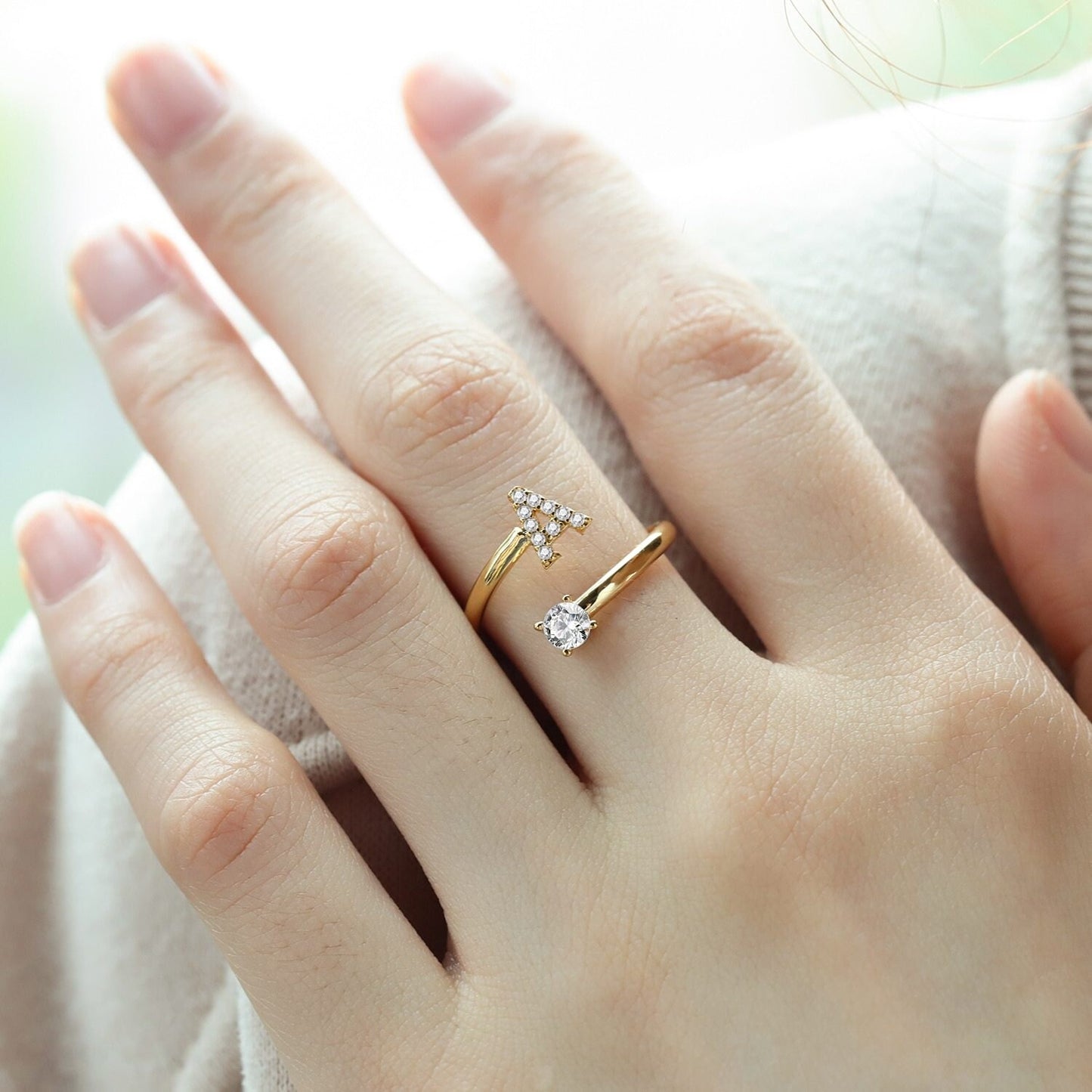 A-Z Initials Letter Ring Gold Color Metal Adjustable Opening Ring Alphabet Creative Finger Rings For Women Trendy Party Jewelry Customized