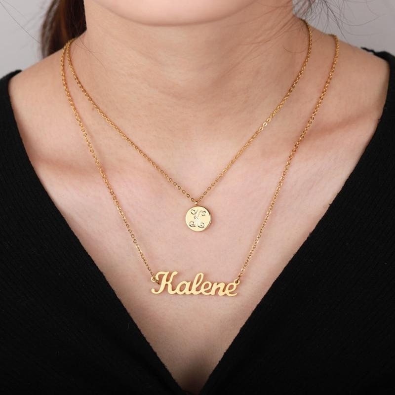 Custom Name Necklace Personalized Women's Pendant Stainless Steel Jewelry Fashion Silver Chain Birthday Gifts For Women Customized Necklaces