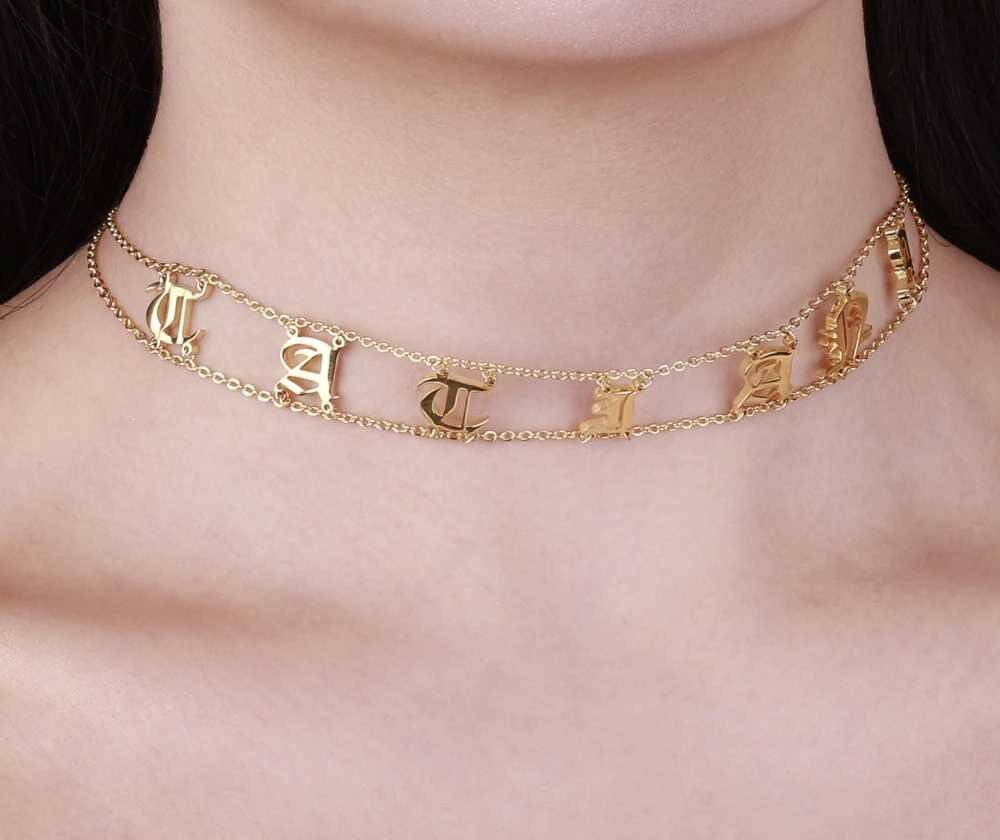 Personalized Old English Choker Custom Necklace Name letter Gothic Delicate Choker Chic Jewelry Fascinating For Women Customized Necklaces