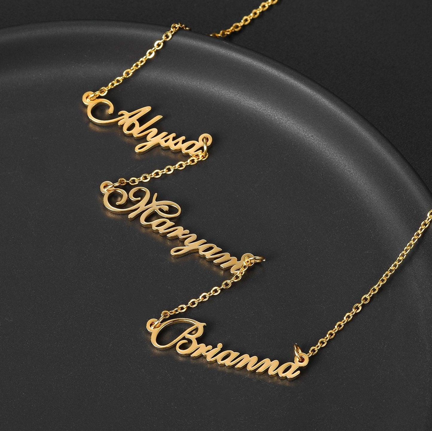 Customized Multiple Names Necklace Personalized Stainless Steel Name Pendant Charm Cursive Necklace Chain Gift For Women Jewelry Customized