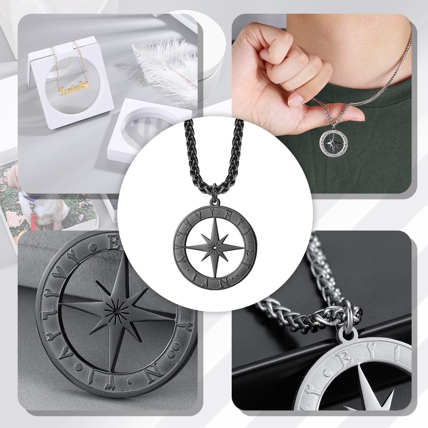 CAVE OF HIRA Coordinates Necklace For Men Muhammed Gold Muslim Religion Jewelry Spirit Prayer Allah Pendants Customized Necklaces