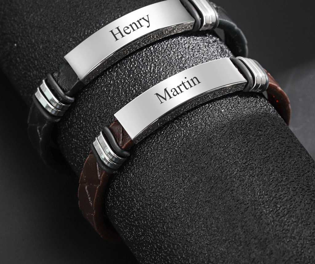 Custom Bracelets For Men Personalized Name Bracelet For Husband Boyfriend Customized Stainless Steel Bangle Father’s Day Gifts Customized