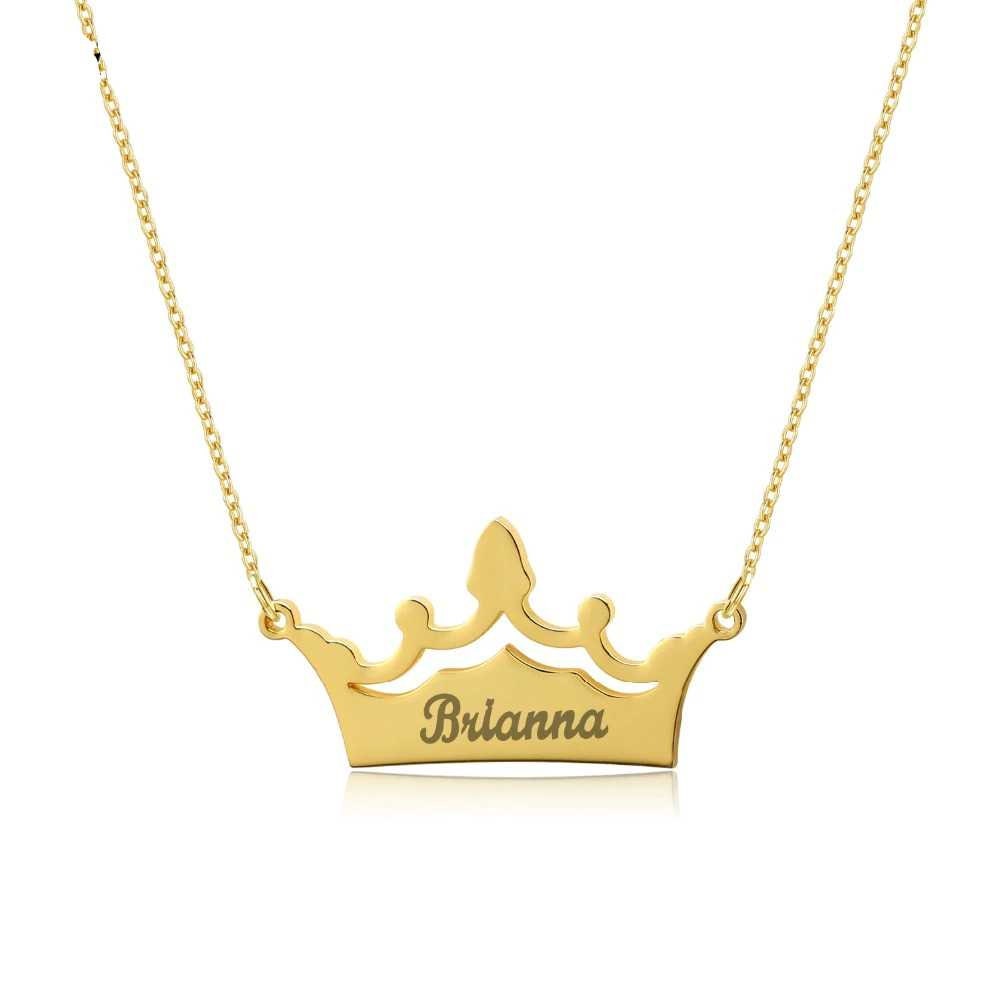Fashion Crown Necklace For Women Customized Name Gold Stainless Steel Personalized Jewelry Not Change Color Christmas Gift Customized