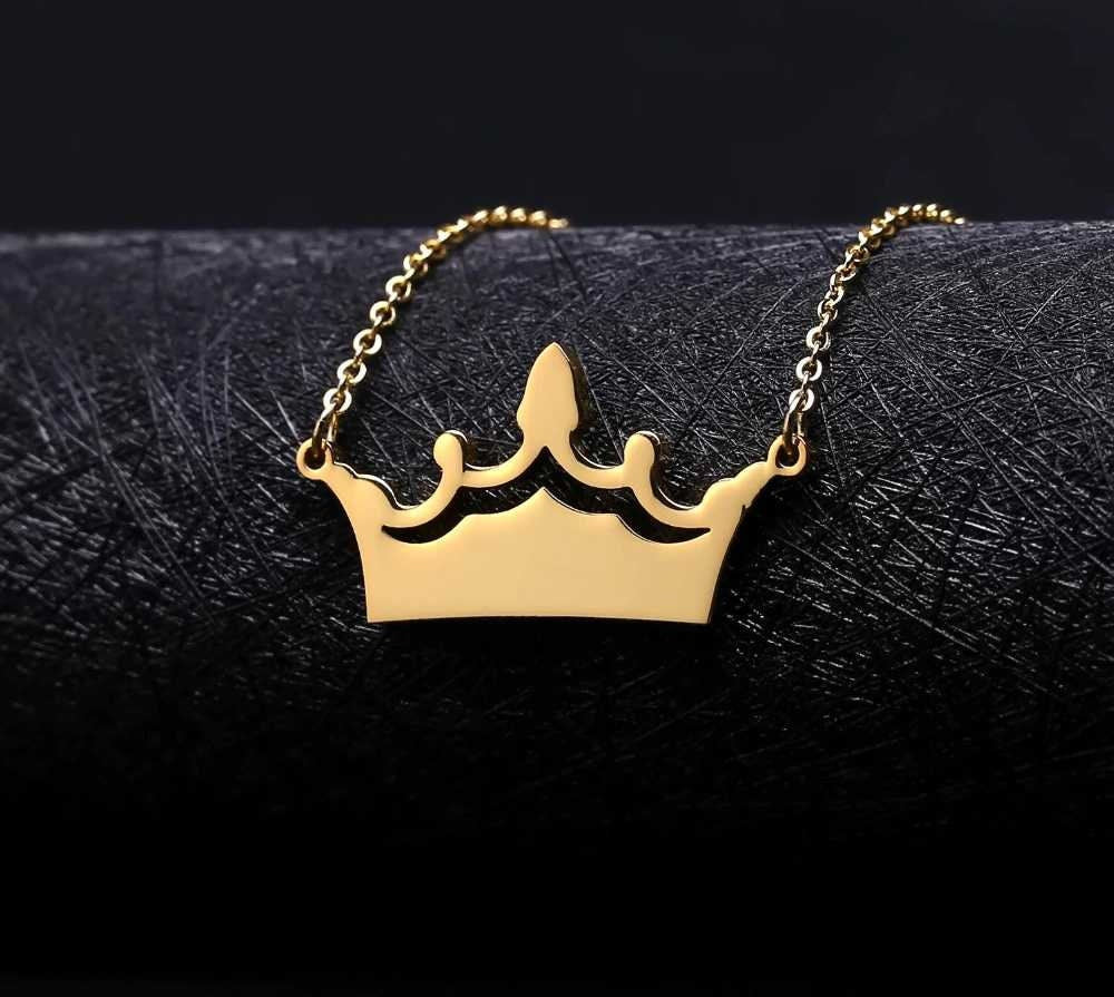 Fashion Crown Necklace For Women Customized Name Gold Stainless Steel Personalized Jewelry Not Change Color Christmas Gift Customized